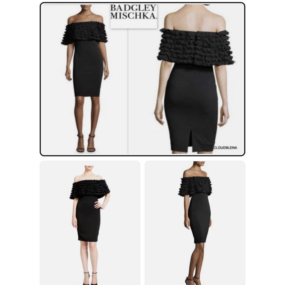 BADGLEY MISCHKA Off-The-Shoulder Petal Popover Dress Gown Size 14